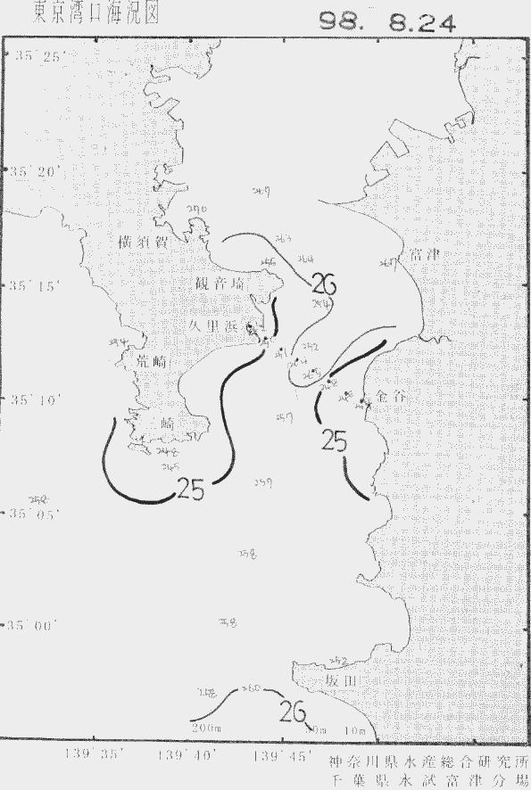 海況図, 東京湾口海況図 検索結果, (水温分布 等を図示)