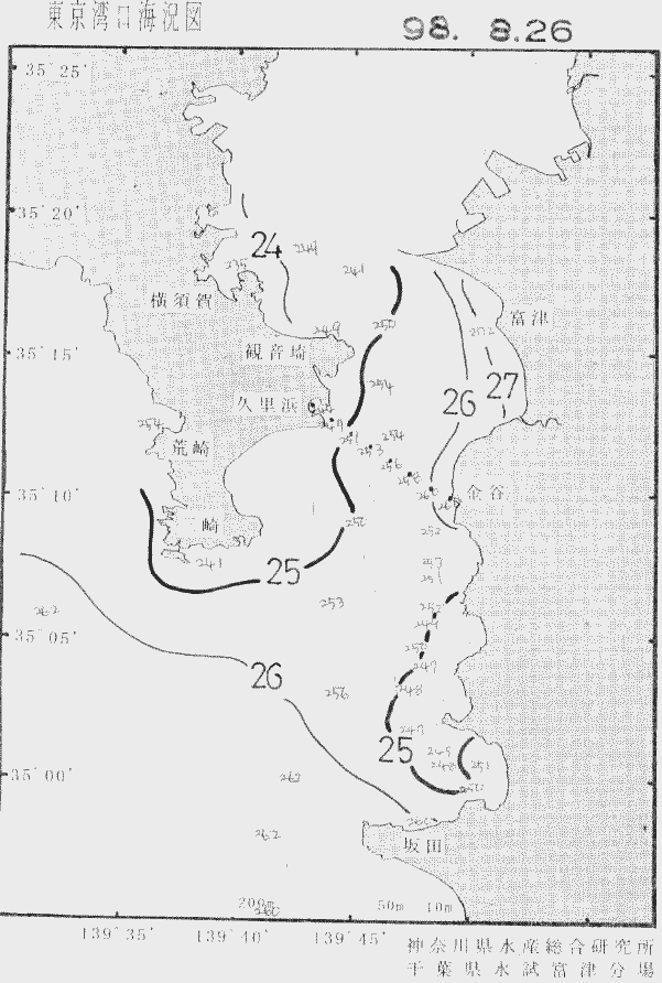 海況図, 東京湾口海況図 検索結果, (水温分布 等を図示)