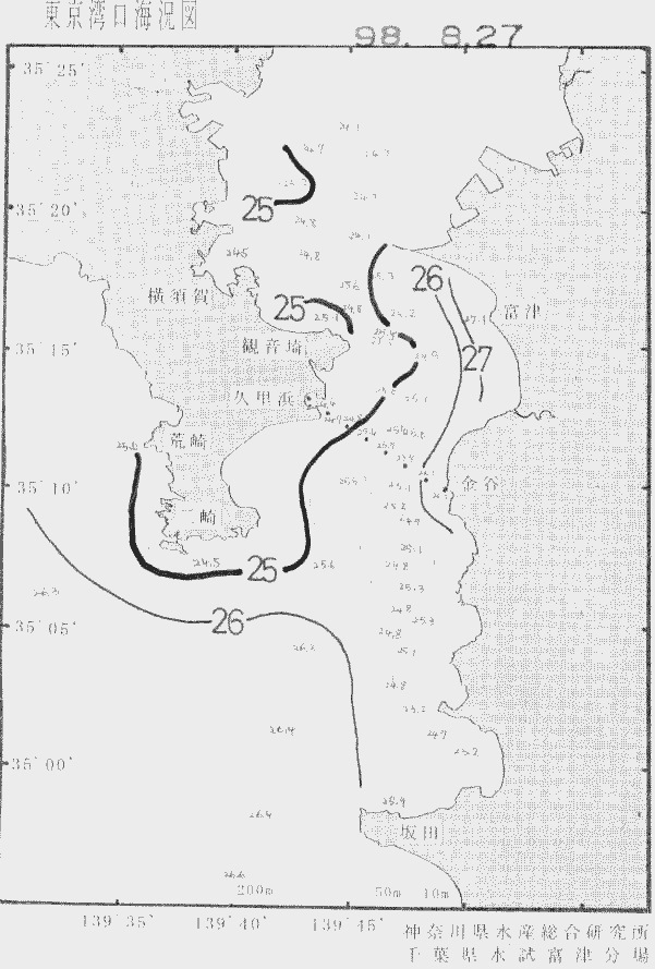 海況図, 東京湾口海況図 検索結果, (水温分布 等を図示)