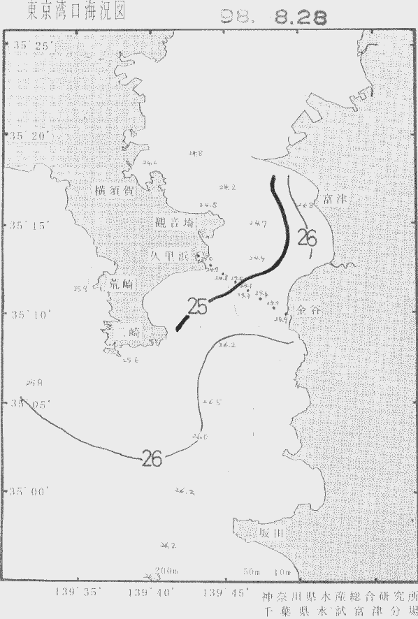 海況図, 東京湾口海況図 検索結果, (水温分布 等を図示)