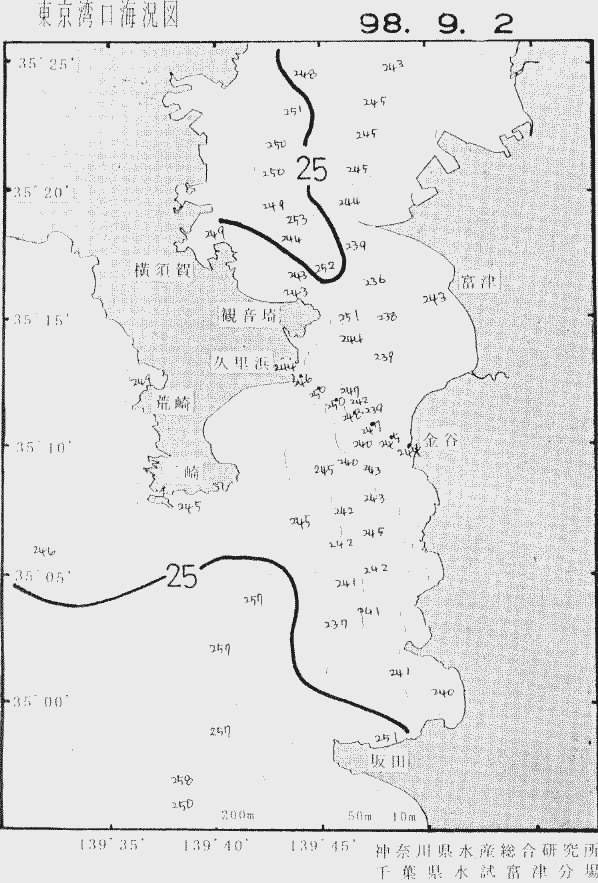 海況図, 東京湾口海況図 検索結果, (水温分布 等を図示)