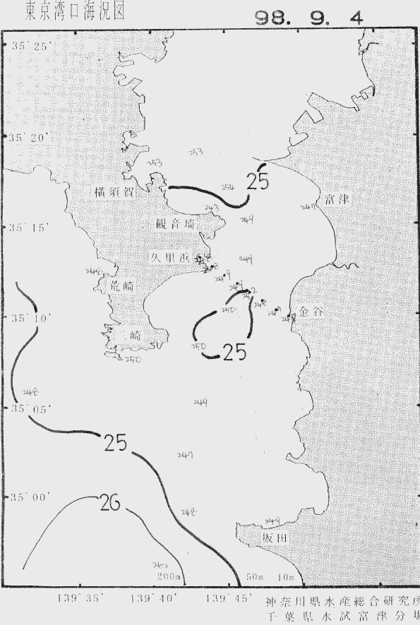 海況図, 東京湾口海況図 検索結果, (水温分布 等を図示)