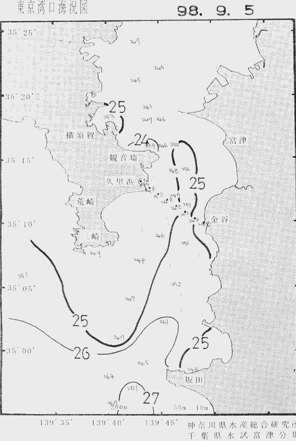 海況図, 東京湾口海況図 検索結果, (水温分布 等を図示)