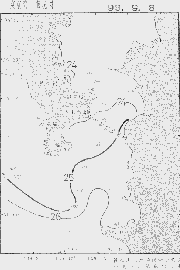 海況図, 東京湾口海況図 検索結果, (水温分布 等を図示)