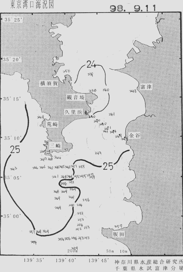 海況図, 東京湾口海況図 検索結果, (水温分布 等を図示)