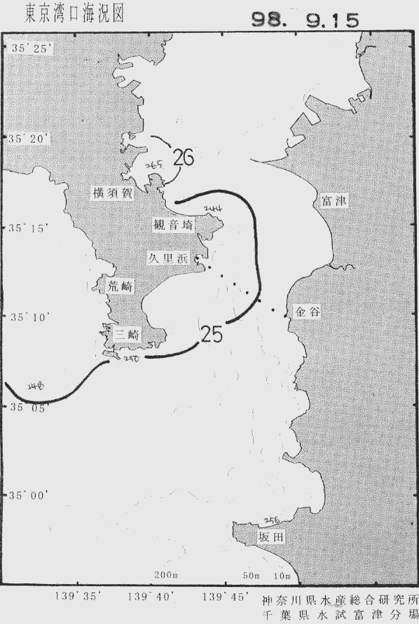 海況図, 東京湾口海況図 検索結果, (水温分布 等を図示)