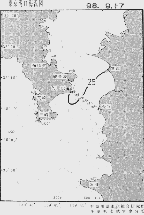 海況図, 東京湾口海況図 検索結果, (水温分布 等を図示)