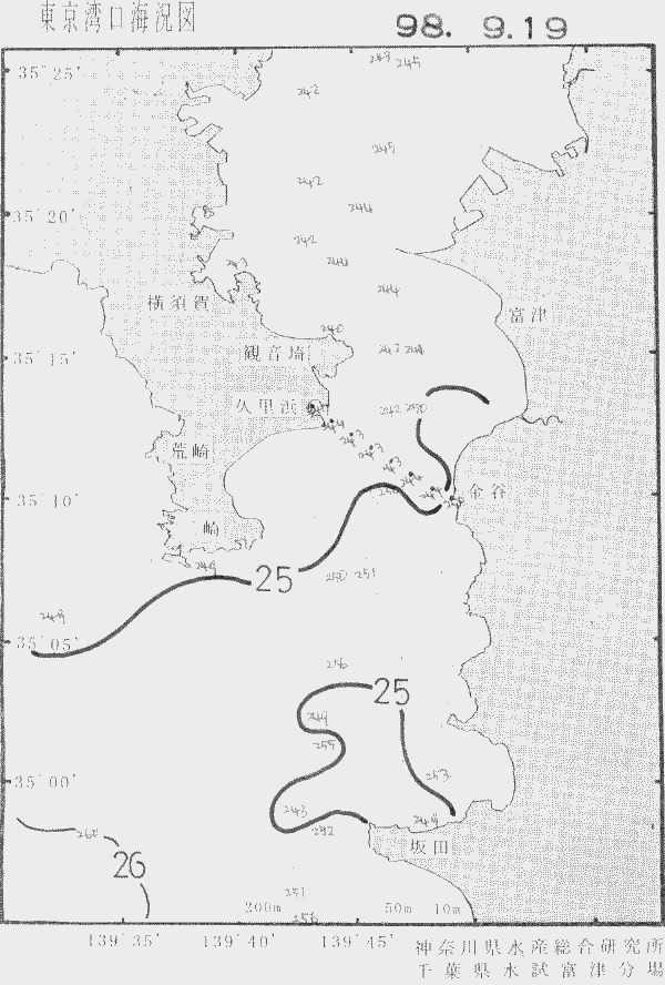 海況図, 東京湾口海況図 検索結果, (水温分布 等を図示)