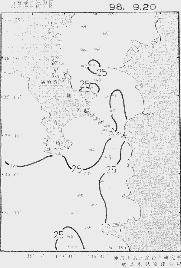 海況図, 東京湾口海況図 検索結果, (水温分布 等を図示)