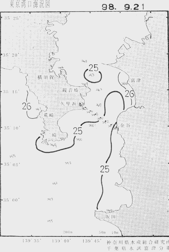 海況図, 東京湾口海況図 検索結果, (水温分布 等を図示)