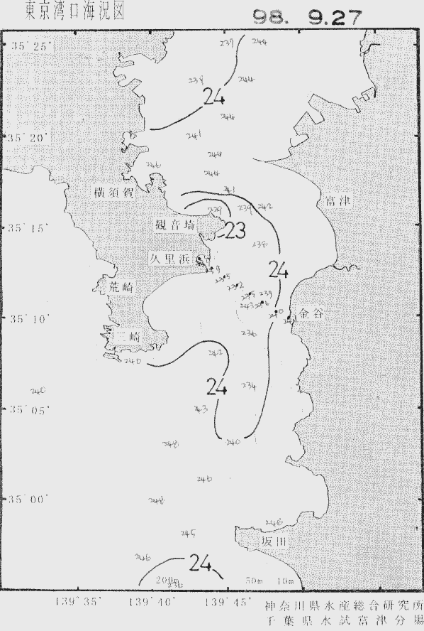 海況図, 東京湾口海況図 検索結果, (水温分布 等を図示)