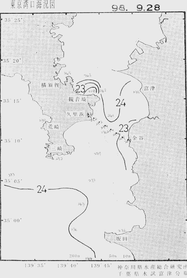 海況図, 東京湾口海況図 検索結果, (水温分布 等を図示)