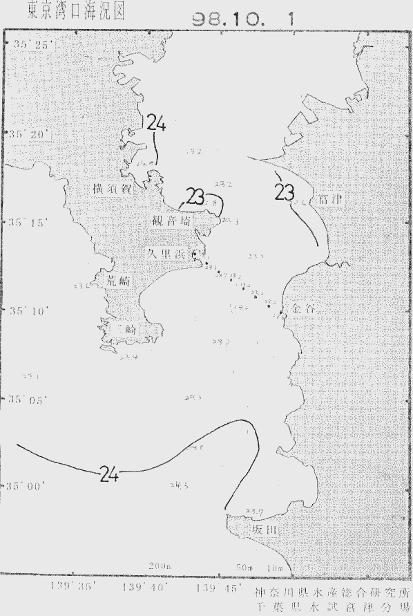 海況図, 東京湾口海況図 検索結果, (水温分布 等を図示)