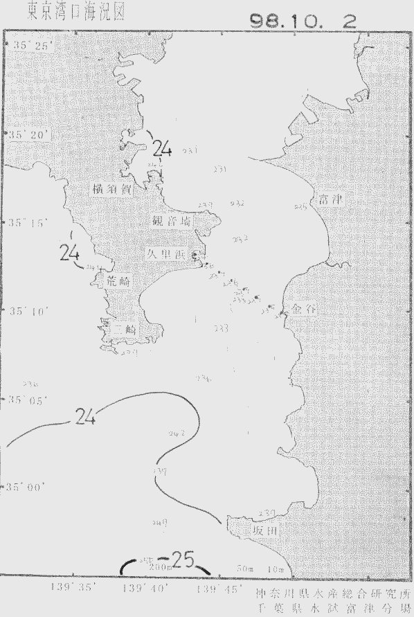 海況図, 東京湾口海況図 検索結果, (水温分布 等を図示)
