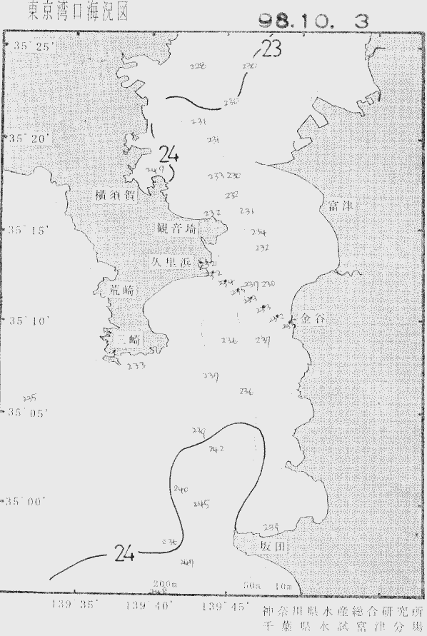 海況図, 東京湾口海況図 検索結果, (水温分布 等を図示)