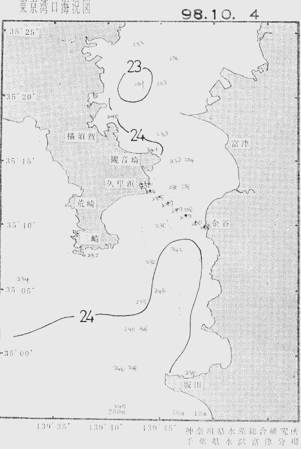 海況図, 東京湾口海況図 検索結果, (水温分布 等を図示)