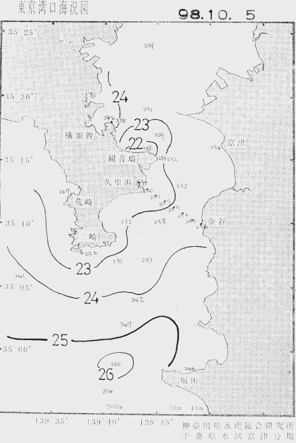 海況図, 東京湾口海況図 検索結果, (水温分布 等を図示)