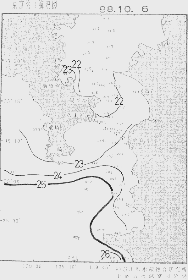 海況図, 東京湾口海況図 検索結果, (水温分布 等を図示)