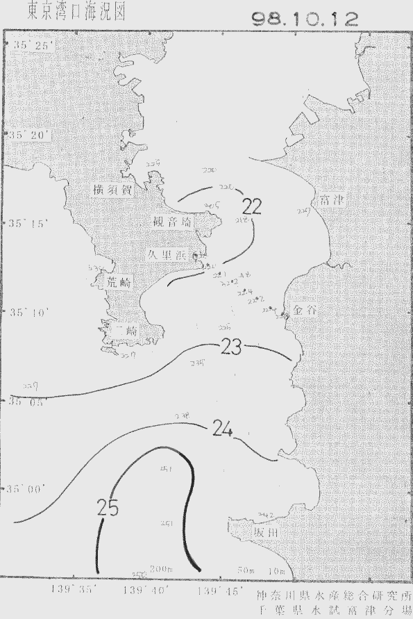 海況図, 東京湾口海況図 検索結果, (水温分布 等を図示)