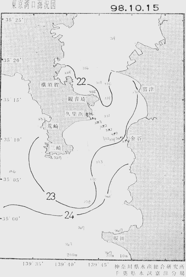 海況図, 東京湾口海況図 検索結果, (水温分布 等を図示)