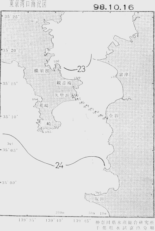 海況図, 東京湾口海況図 検索結果, (水温分布 等を図示)
