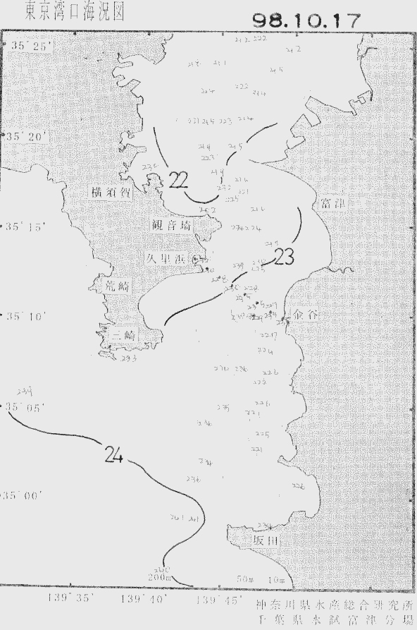 海況図, 東京湾口海況図 検索結果, (水温分布 等を図示)