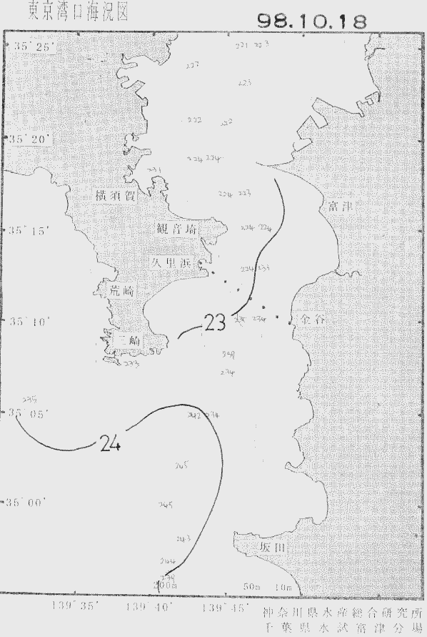 海況図, 東京湾口海況図 検索結果, (水温分布 等を図示)