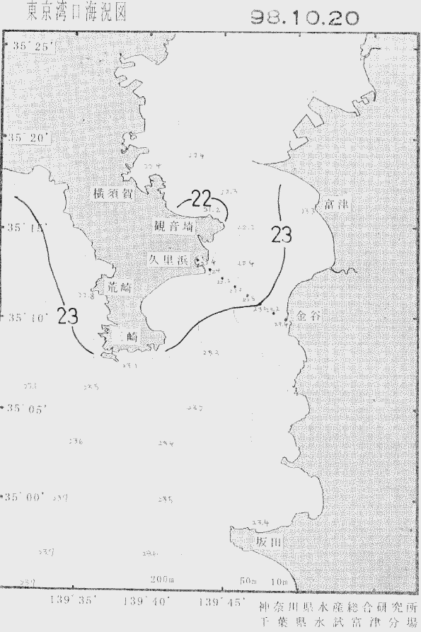海況図, 東京湾口海況図 検索結果, (水温分布 等を図示)