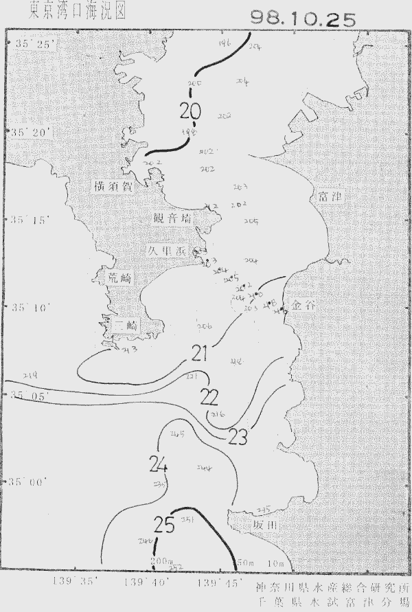 海況図, 東京湾口海況図 検索結果, (水温分布 等を図示)