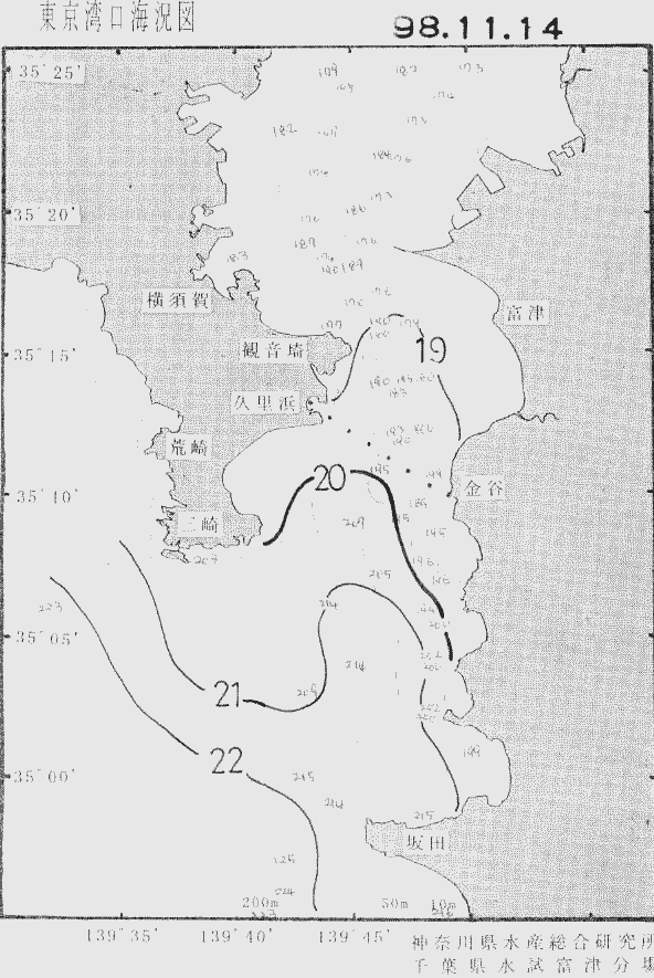 海況図, 東京湾口海況図 検索結果, (水温分布 等を図示)
