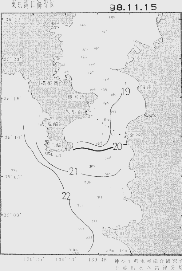 海況図, 東京湾口海況図 検索結果, (水温分布 等を図示)