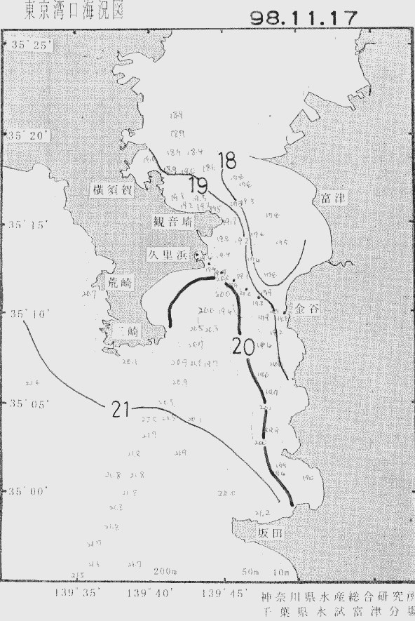 海況図, 東京湾口海況図 検索結果, (水温分布 等を図示)