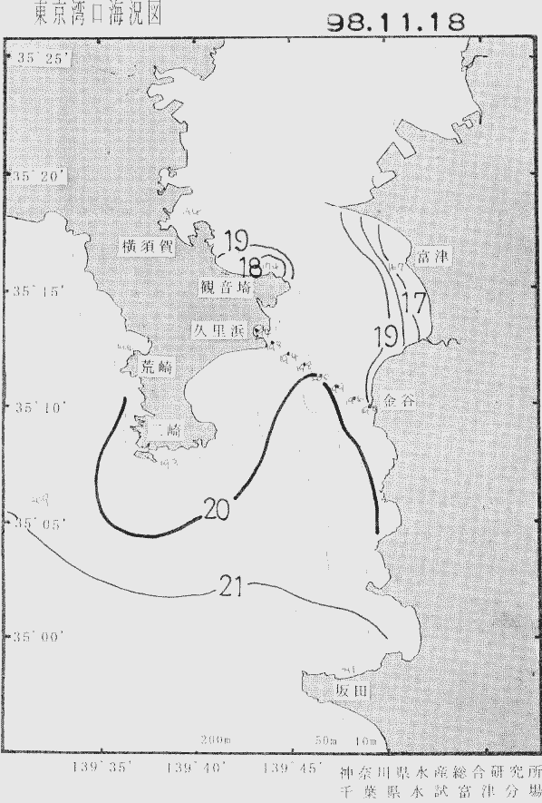海況図, 東京湾口海況図 検索結果, (水温分布 等を図示)