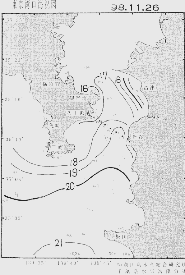 海況図, 東京湾口海況図 検索結果, (水温分布 等を図示)