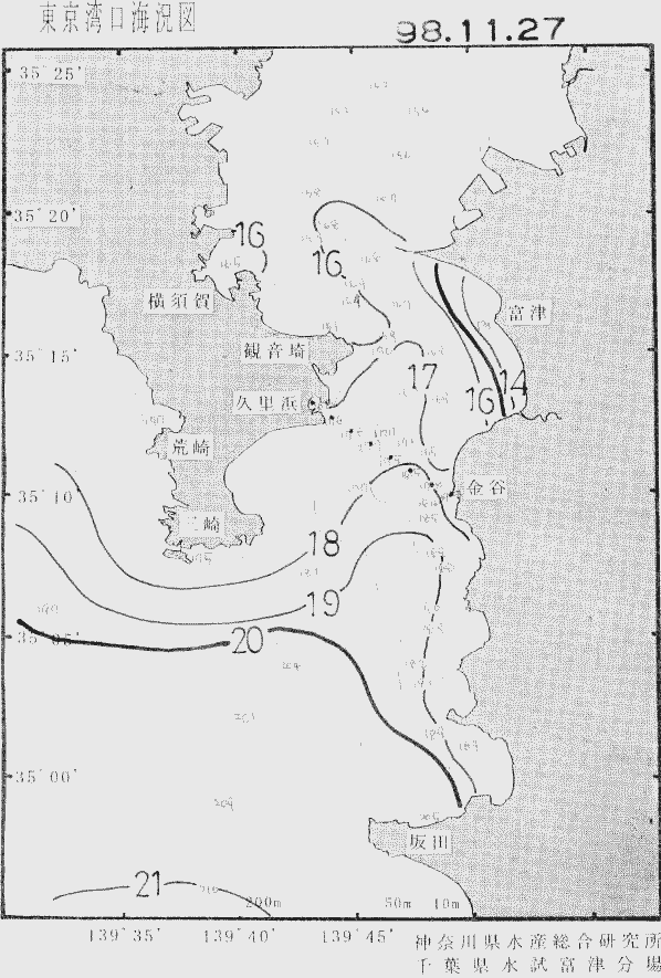 海況図, 東京湾口海況図 検索結果, (水温分布 等を図示)