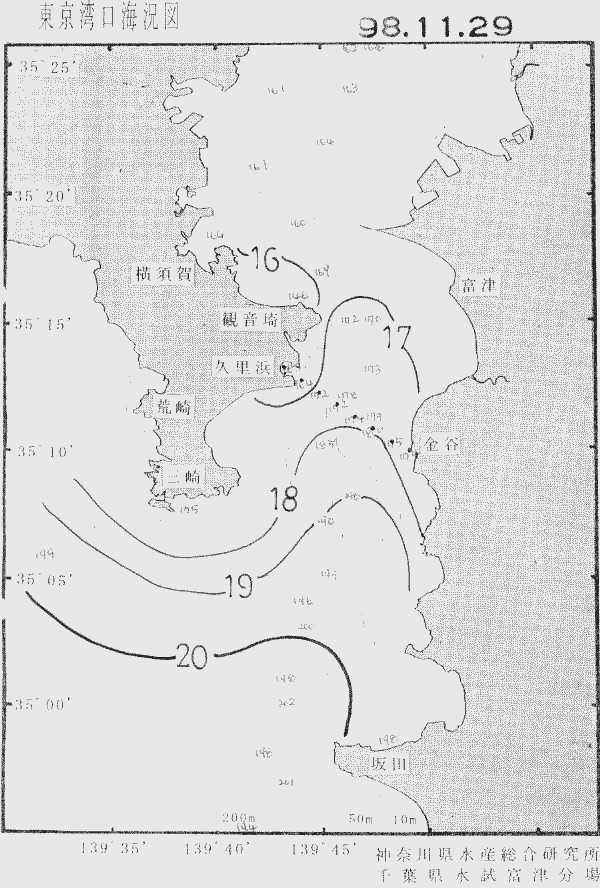 海況図, 東京湾口海況図 検索結果, (水温分布 等を図示)