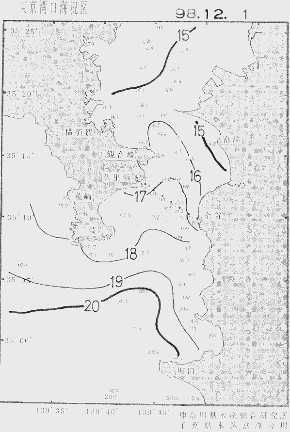 海況図, 東京湾口海況図 検索結果, (水温分布 等を図示)