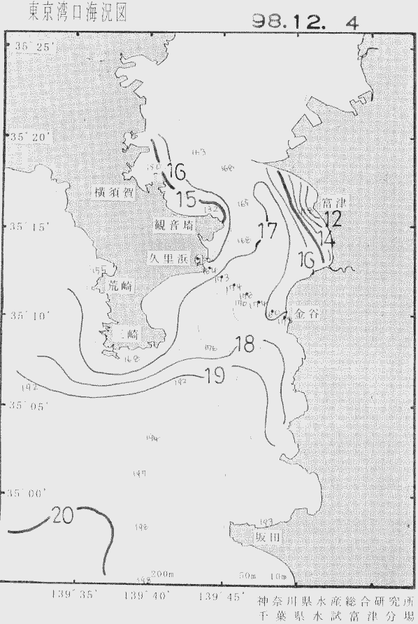 海況図, 東京湾口海況図 検索結果, (水温分布 等を図示)