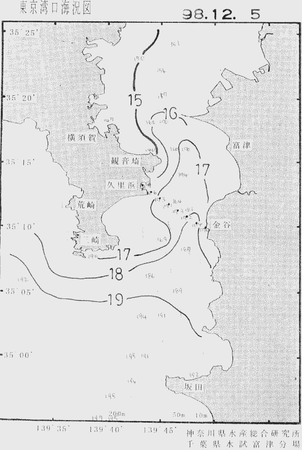 海況図, 東京湾口海況図 検索結果, (水温分布 等を図示)