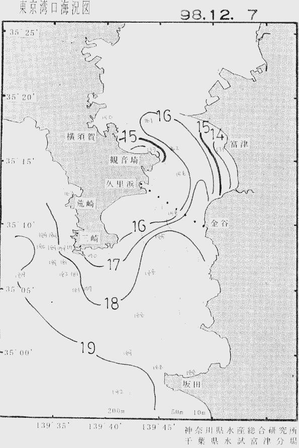 海況図, 東京湾口海況図 検索結果, (水温分布 等を図示)