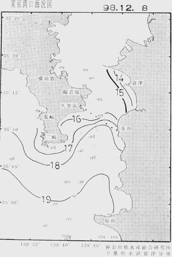 海況図, 東京湾口海況図 検索結果, (水温分布 等を図示)
