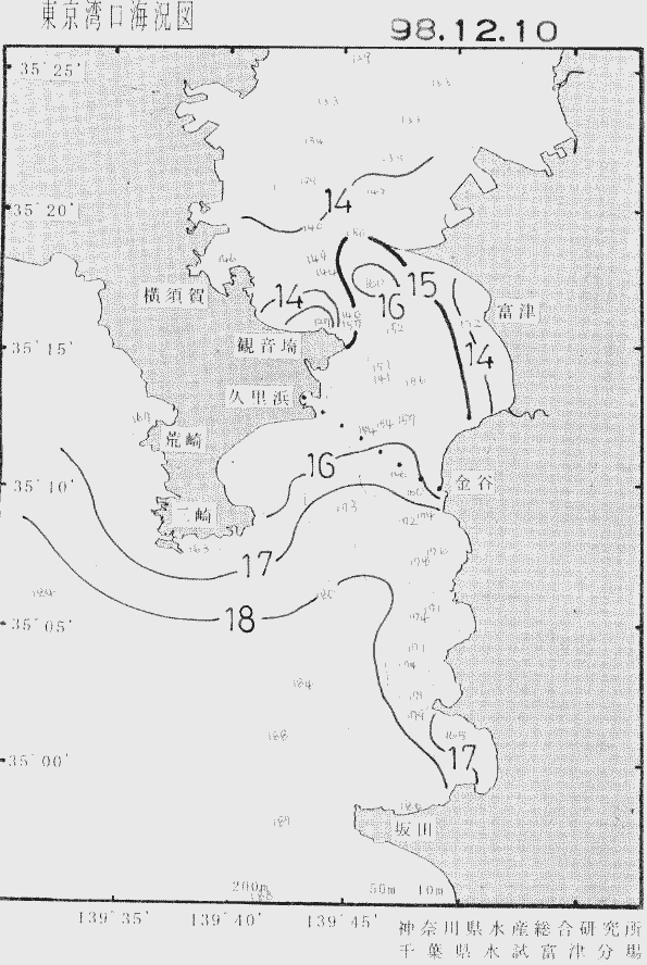 海況図, 東京湾口海況図 検索結果, (水温分布 等を図示)