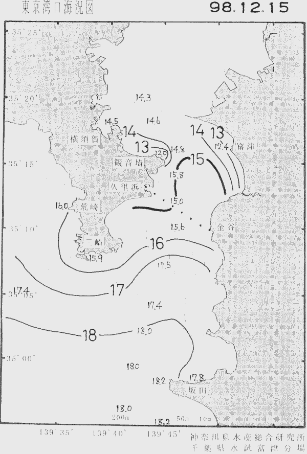 海況図, 東京湾口海況図 検索結果, (水温分布 等を図示)