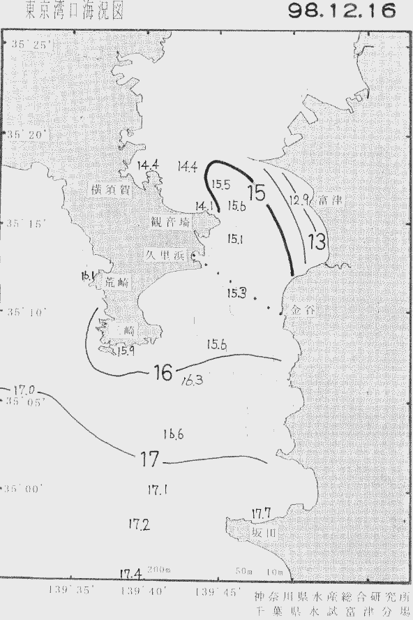 海況図, 東京湾口海況図 検索結果, (水温分布 等を図示)