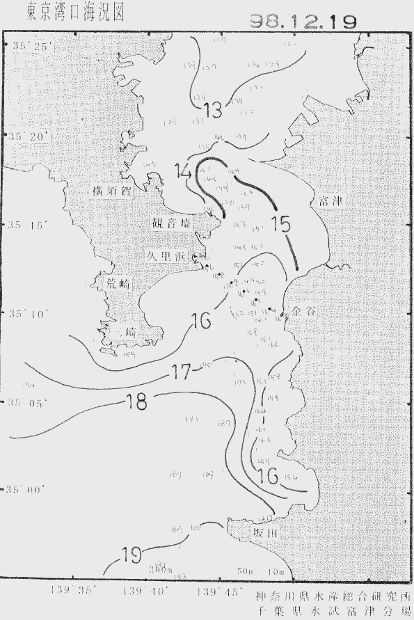 海況図, 東京湾口海況図 検索結果, (水温分布 等を図示)