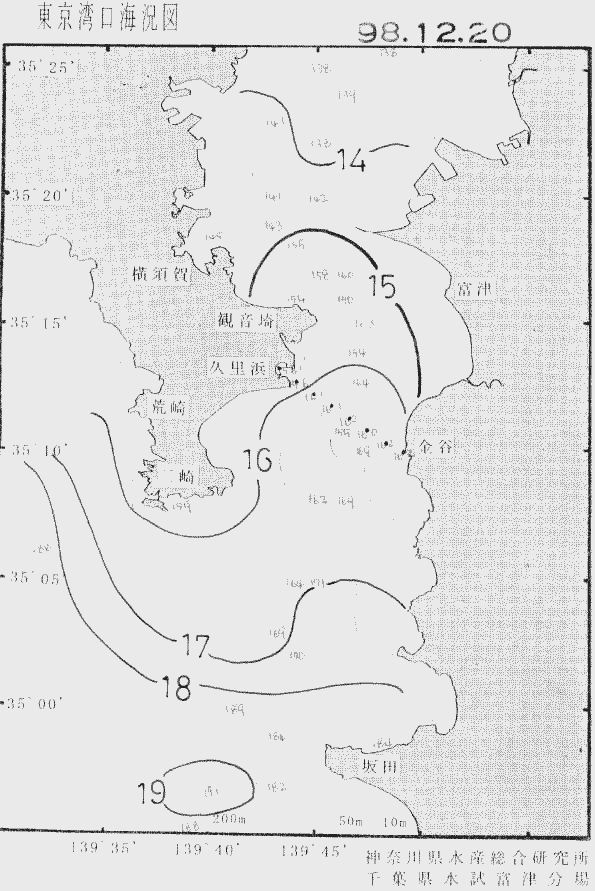 海況図, 東京湾口海況図 検索結果, (水温分布 等を図示)