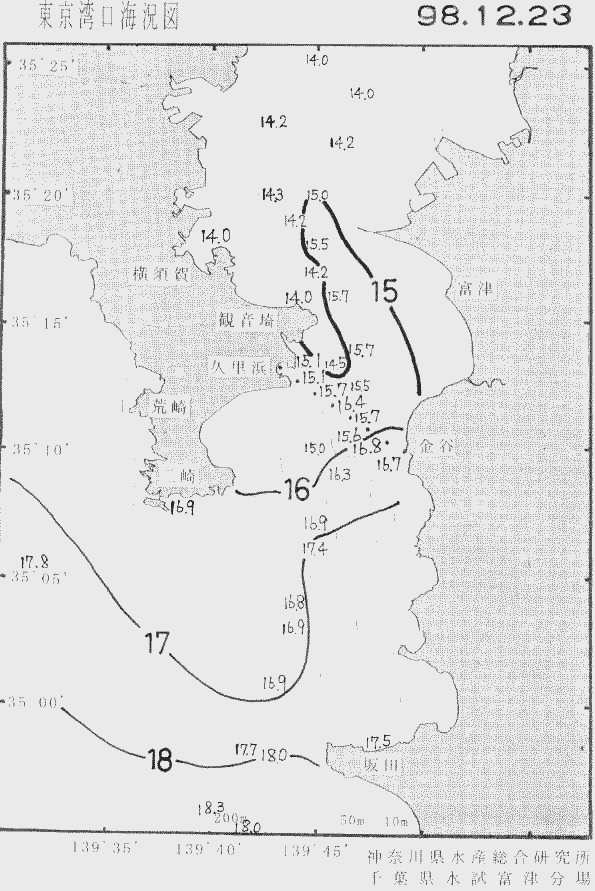 海況図, 東京湾口海況図 検索結果, (水温分布 等を図示)