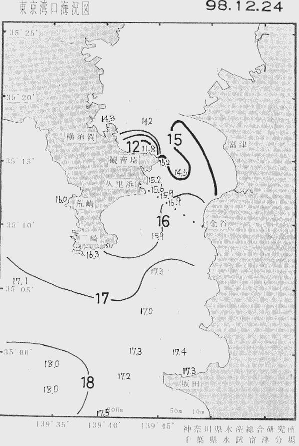 海況図, 東京湾口海況図 検索結果, (水温分布 等を図示)