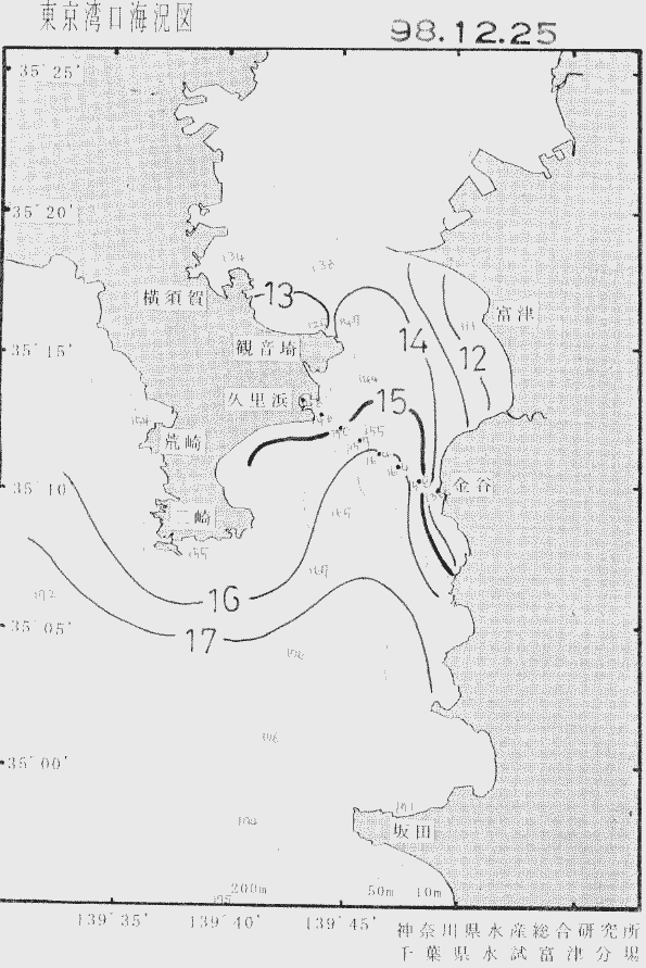 海況図, 東京湾口海況図 検索結果, (水温分布 等を図示)