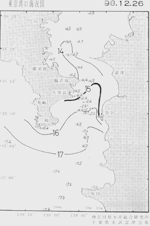 海況図, 東京湾口海況図 検索結果, (水温分布 等を図示)